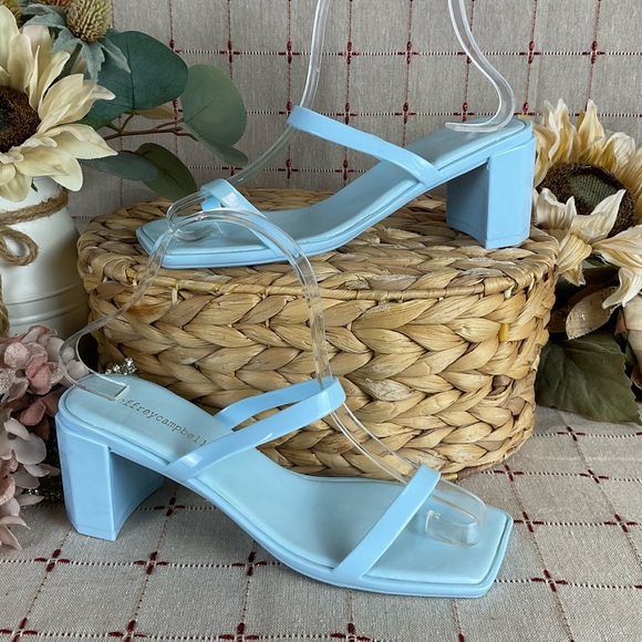 Jeffrey Campbell Shoes - Jeffrey Campbell Womens Baby Blue Shiny “Jamm-3” Jelly Slide Sandal Heels Size 7